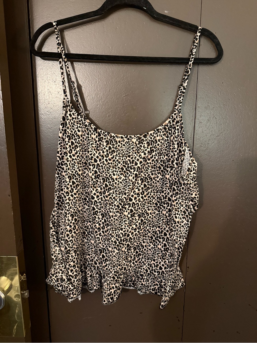 Rene Rofe Leopard Print Spaghetti Strap Cami - Cream & Black